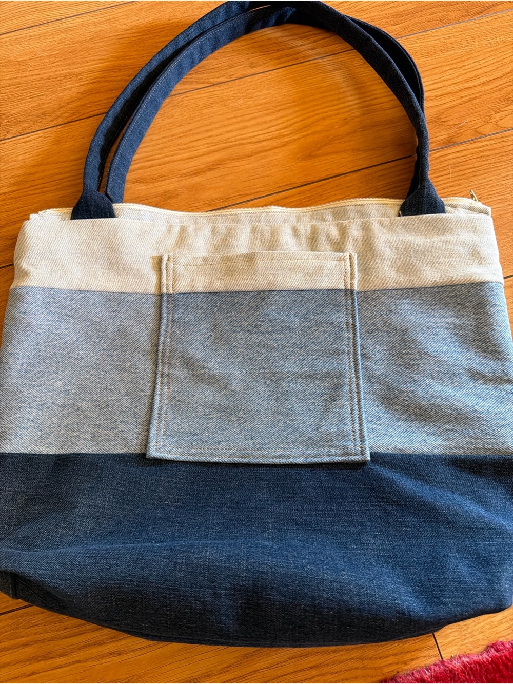 Custom made denim Colorblock Tote